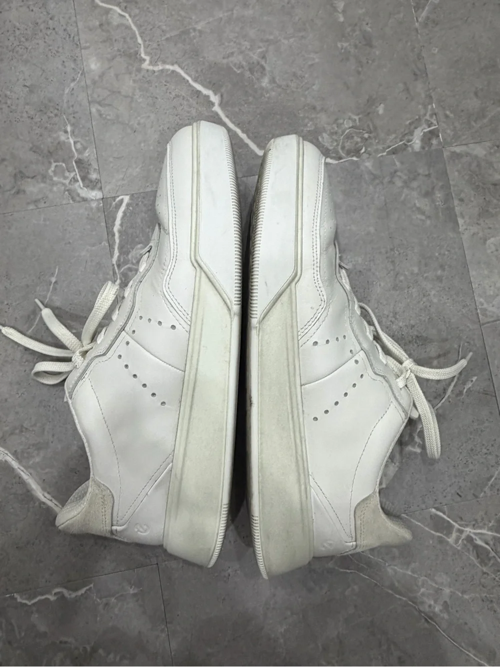 ECCO Street Court Mens Leather Sneakers LaceUp Shoe Trainers EU 44/10-10.5 White